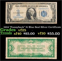 1934 $1 Blue Seal Silver Certificate Grades vf+
