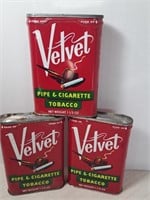 (3) Vintage 1.5oz Velvet Pipe & Cigarette Tobacco