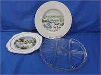 Crystal Separated Serving Dish, Collector Plates