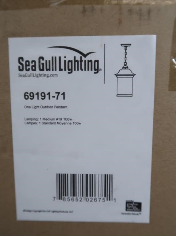NIB Sea Gull Lighting 1 Outdoor Pendant Light