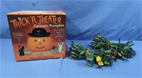 NIB Trick or Treater Ceramic Pumpkin, Christmas