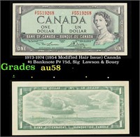 1973-1974 (1954 Modified Hair Issue) Canada $1 Ban