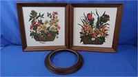 2 Wood Framed Needlepoint Pictures