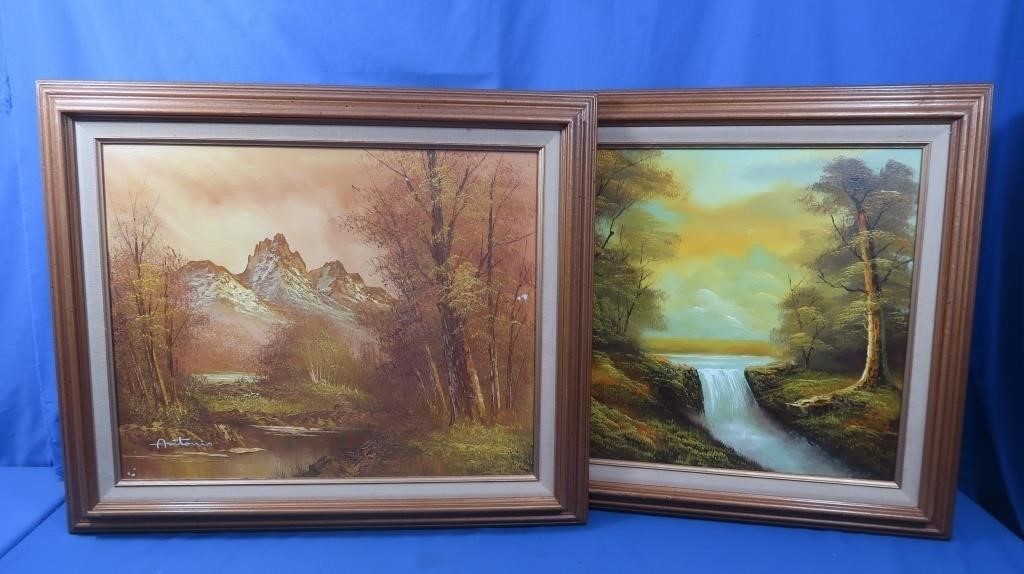 2 Wood Framed Paintings-1 signed Antonio, 2nd
