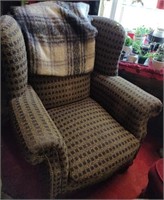 Upholstered Chair w/ Throw Blanket