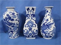 3 Blue & White Vases/Jars
