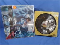 Elvis "Live" Vinyl Record Clcok & 3-3D Posters