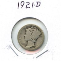 1921-D Mercury Silver Dime