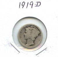 1919-D Mercury Silver Dime