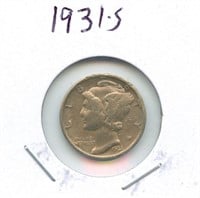 1931-S Mercury Silver Dime