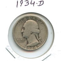 1934-D Washington Silver Quarter