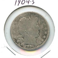 1904-S Barber Silver Half Dollar
