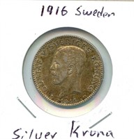 1916 Sweden Silver Krona