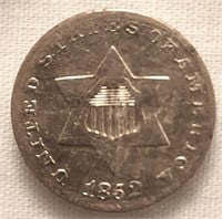 1852 U.S. 3 cent coin