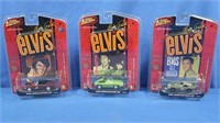 3 Johnny Lightning Elvis Cars w/Stickers