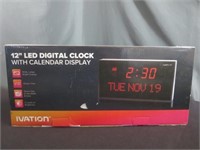 NIB 12" LED Digital Clock w/Calendar Display