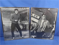 2 Black & White Elvis Portraits w/Frame
