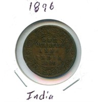 One Quarter Anna 1896 India Coin