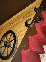 Wagon Wheel & Large Cast Iron Hooks