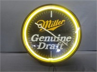 *Miller Genuine Draft Faux Neon & Clock