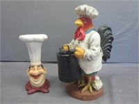 Resin Rooster & Chef Candle Holder