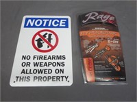 NEW Rage Crossbow Broadheads & Metal Firearm Sign