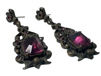 Florenza Antiqued Purple Stone Earrings