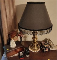Lamp, Power Bar, Wooden Tissue Box, etc