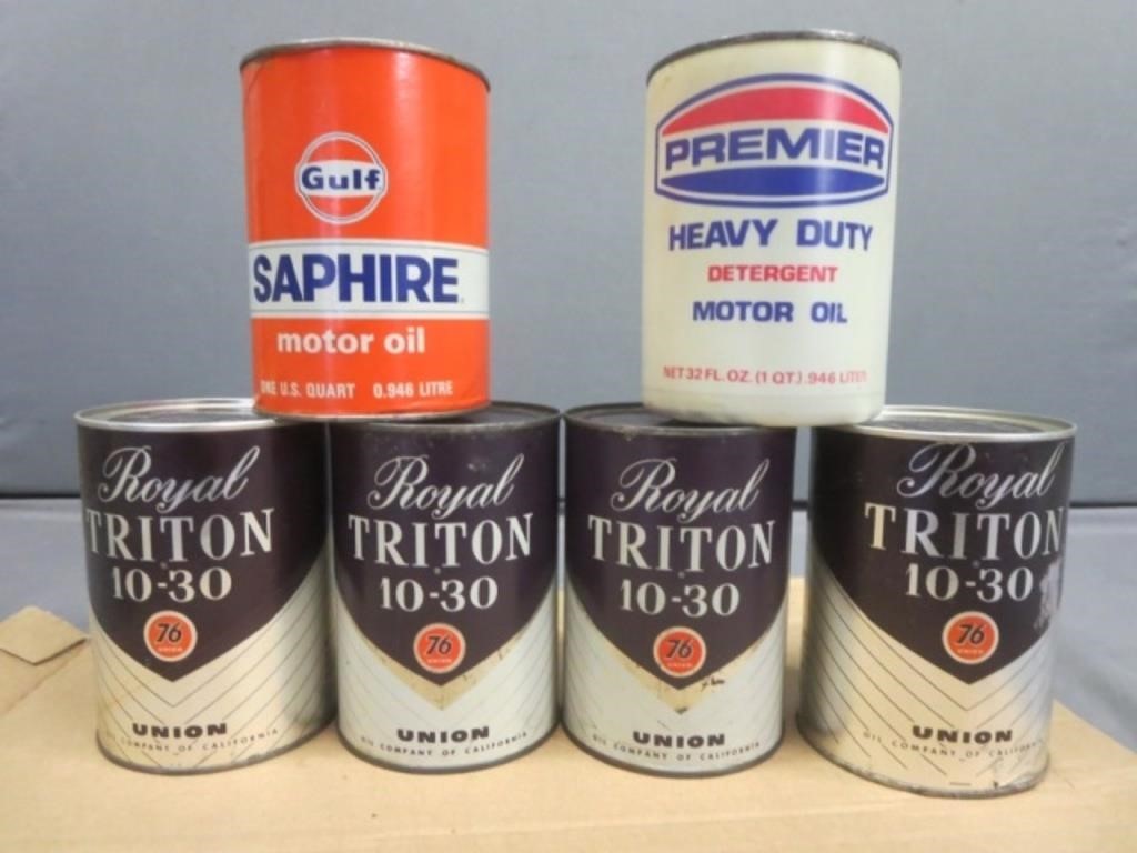 NOS Triton - Gulf & Premier Oil Cans - Full