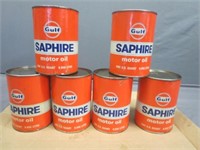 NOS Gulf Saphire Oil Cans - Full