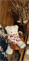Wooden Rocking Horse & Stuffed Bear