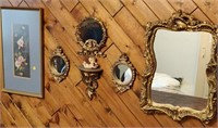 Framed Mirrors & Floral Print
