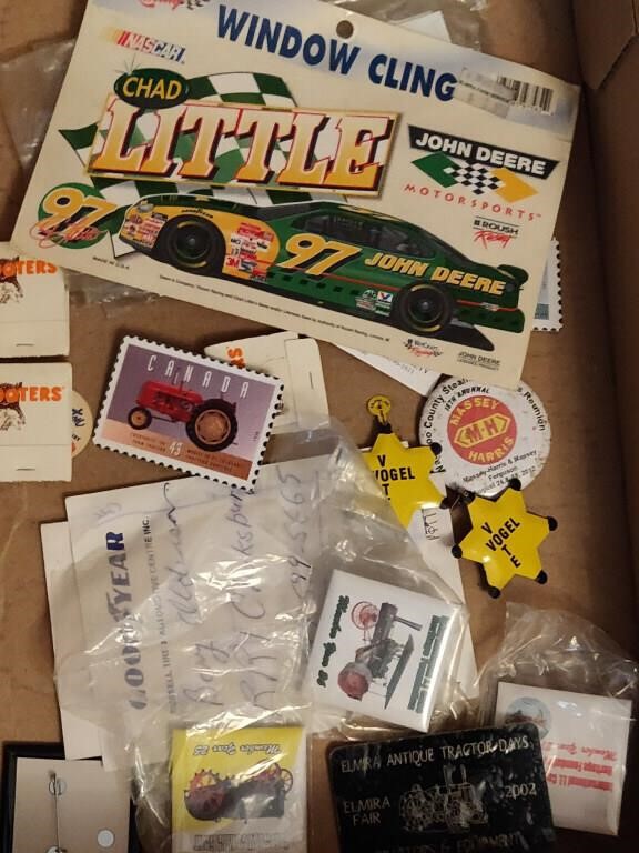 Hooters Matchboxes, John Deere Racing Stickers,
