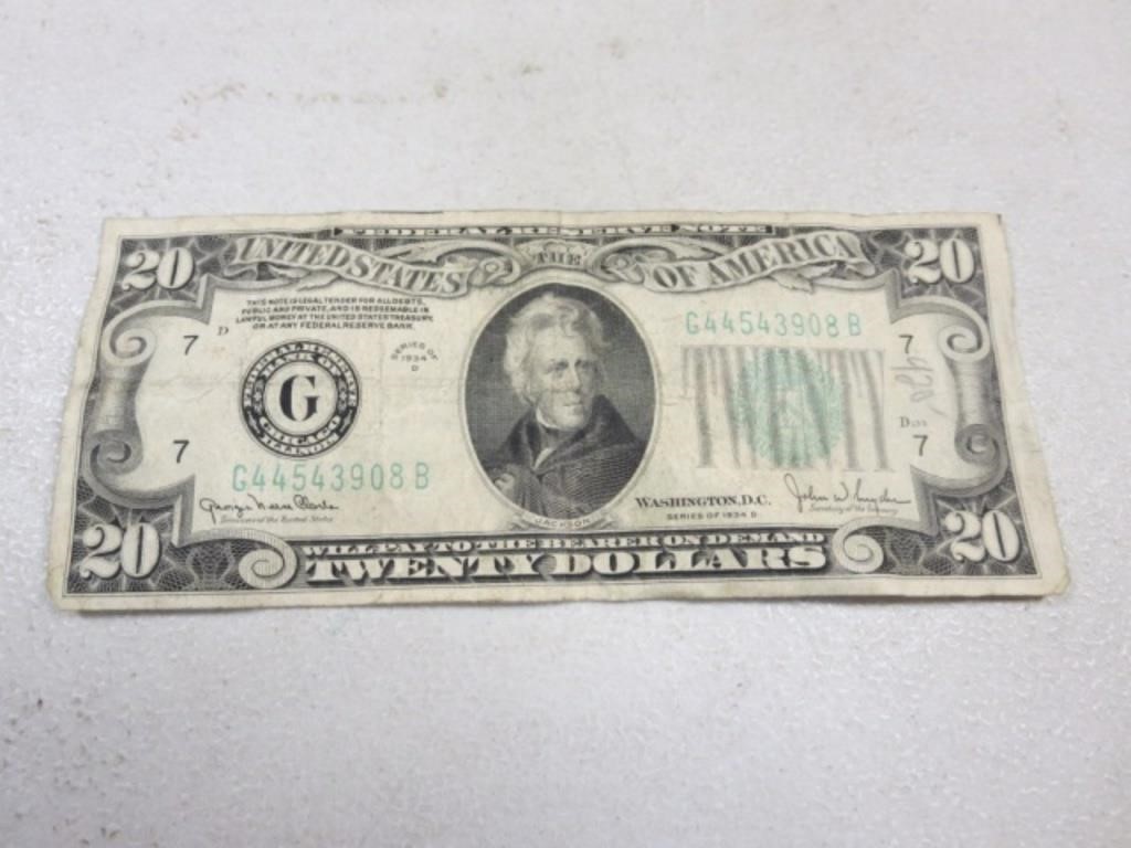 1934-D $20 Chicago Federal Reserve Note