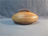 Wood Carved Oval Bowl W/Cover