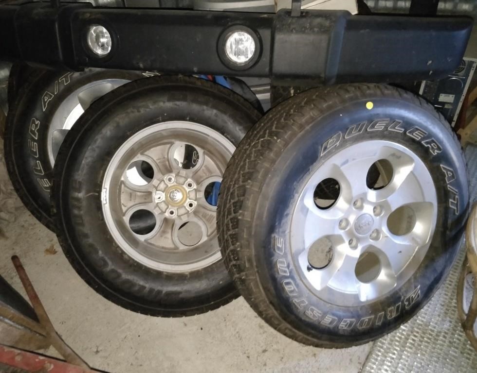 2 Sets of Tires, Jeep Front & Back Bumper