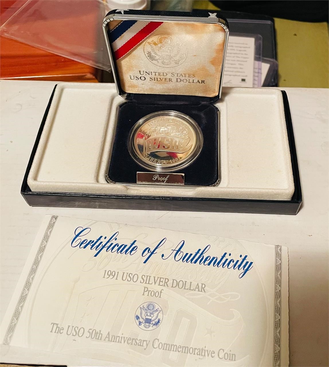 1991-S USO Commemorative Silver Dollar