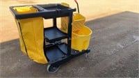 Commercial Janitors Cart w/ Pail & Sign