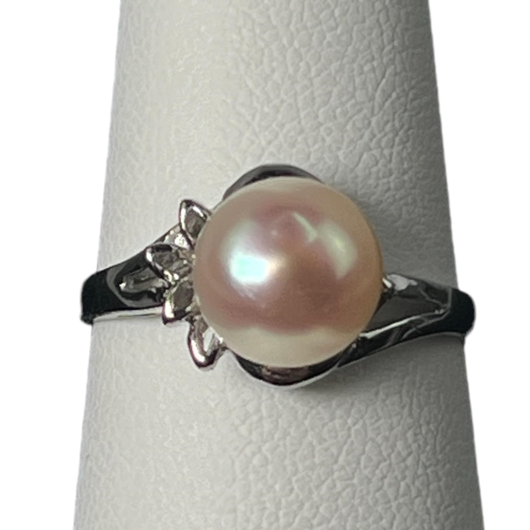 Pearl & Sterling Silver Ring - Size 6.5