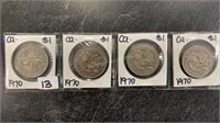 (4) 1970 Canadian 1 Dollar Coins