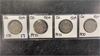 (4) 1970 Canadian 50 Cent Coins
