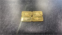 (4) 1 Gram Gold Plated Silver Bars
