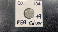 1929 Canadian 10 Cent Silver Coins