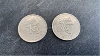 1981 $1 Winkler 75 Anniversary Coins