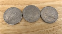 (3) 1975-1977 $1 Canadian Coins