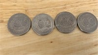 (4) 1974, 100 Anniversary  $1 Canadian Coins