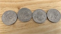 (4) 1970 $1 Canadian Coins