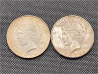 1922 & 23-S Peace Silver Dollars (2)