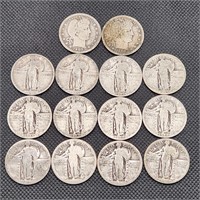 Silver Barber & Standing Liberty Quarters