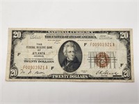 1929 $20 National Currency Atlanta